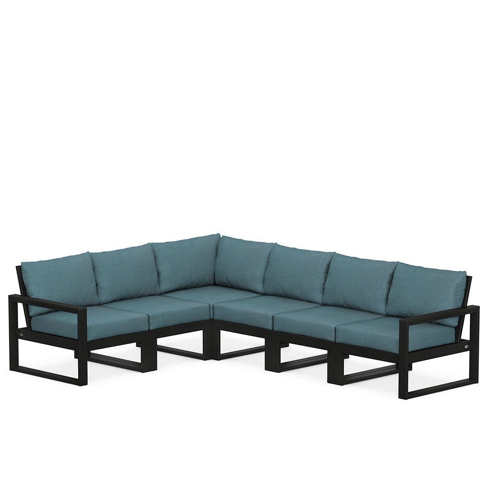 Edge 6 Piece Sectional Set Black Frame Ocean Teal Cushion, image 12