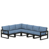 Edge 6 Piece Sectional Set Black Frame Sky Blue Cushion