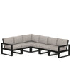 Edge 6 Piece Sectional Set Black Frame Weathered Tweed Cushion