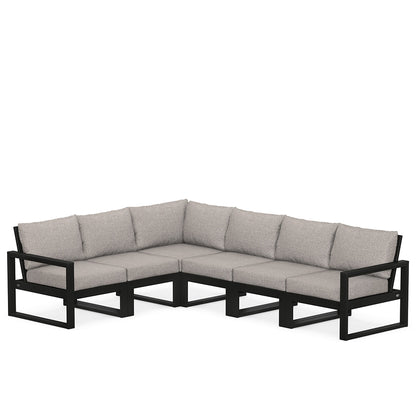 
                  Edge 6 Piece Sectional Set Black Frame Weathered Tweed Cushion - Image 15
                