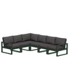 Edge 6 Piece Sectional Set Green Frame Ash Charcoal Cushion