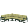 Edge 6 Piece Sectional Set Green Frame Charteuse Boucle Cushion