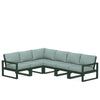 Edge 6 Piece Sectional Set Green Frame Glacier Spa Cushion