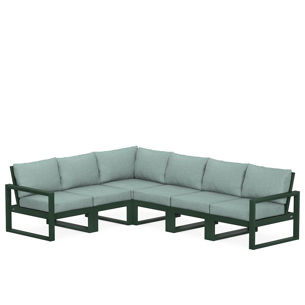 Edge 6 Piece Sectional Set Green Frame Glacier Spa Cushion, image 21