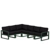 Edge 6 Piece Sectional Set Green Frame Midnight Linen Cushion