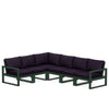 Edge 6 Piece Sectional Set Green Frame Navy Linen Cushion