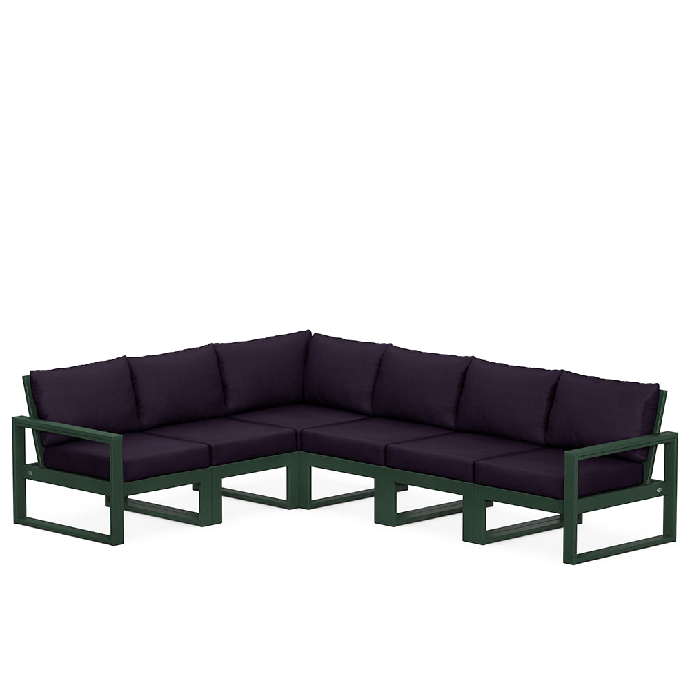 Edge 6 Piece Sectional Set Green Frame Navy Linen Cushion, image 25