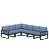 Edge 6 Piece Sectional Set Green Frame Sky Blue Cushion