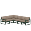 Edge 6 Piece Sectional Set Green Frame Spiced Burlap Cushion