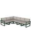 Edge 6 Piece Sectional Set Green Frame Weathered Tweed Cushion