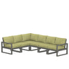 Edge 6 Piece Sectional Set Grey Frame Charteuse Boucle Cushion