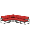 Edge 6 Piece Sectional Set Grey Frame Crimson Linen Cushion