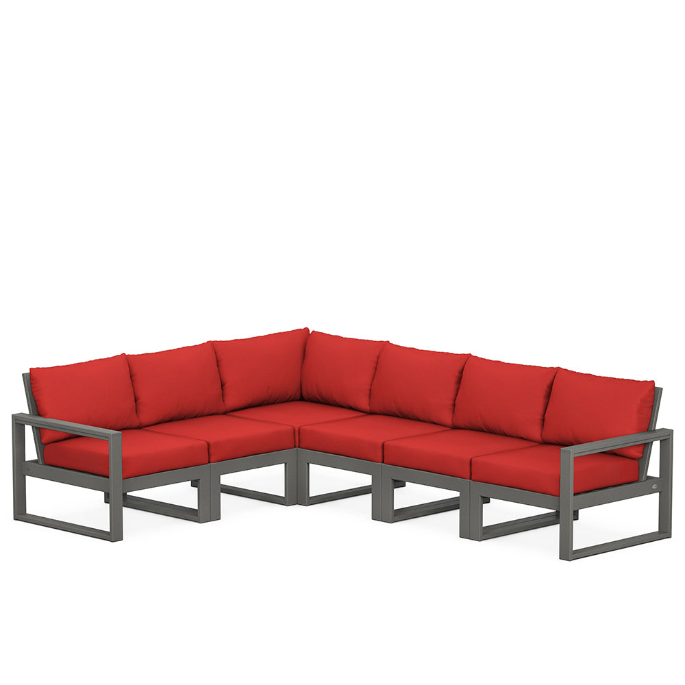 Edge 6 Piece Sectional Set Grey Frame Crimson Linen Cushion, image 32