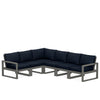 Edge 6 Piece Sectional Set Grey Frame Marine Indigo Cushion