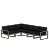 Edge 6 Piece Sectional Set Grey Frame Midnight Linen Cushion