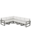 Edge 6 Piece Sectional Set Grey Frame Natural Linen Cushion