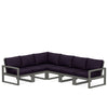 Edge 6 Piece Sectional Set Grey Frame Navy Linen Cushion