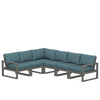 Edge 6 Piece Sectional Set Grey Frame Ocean Teal Cushion