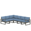 Edge 6 Piece Sectional Set Grey Frame Sky Blue Cushion