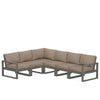 Edge 6 Piece Sectional Set Grey Frame Spiced Burlap Cushion