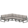 Edge 6 Piece Sectional Set Grey Frame Weathered Tweed Cushion