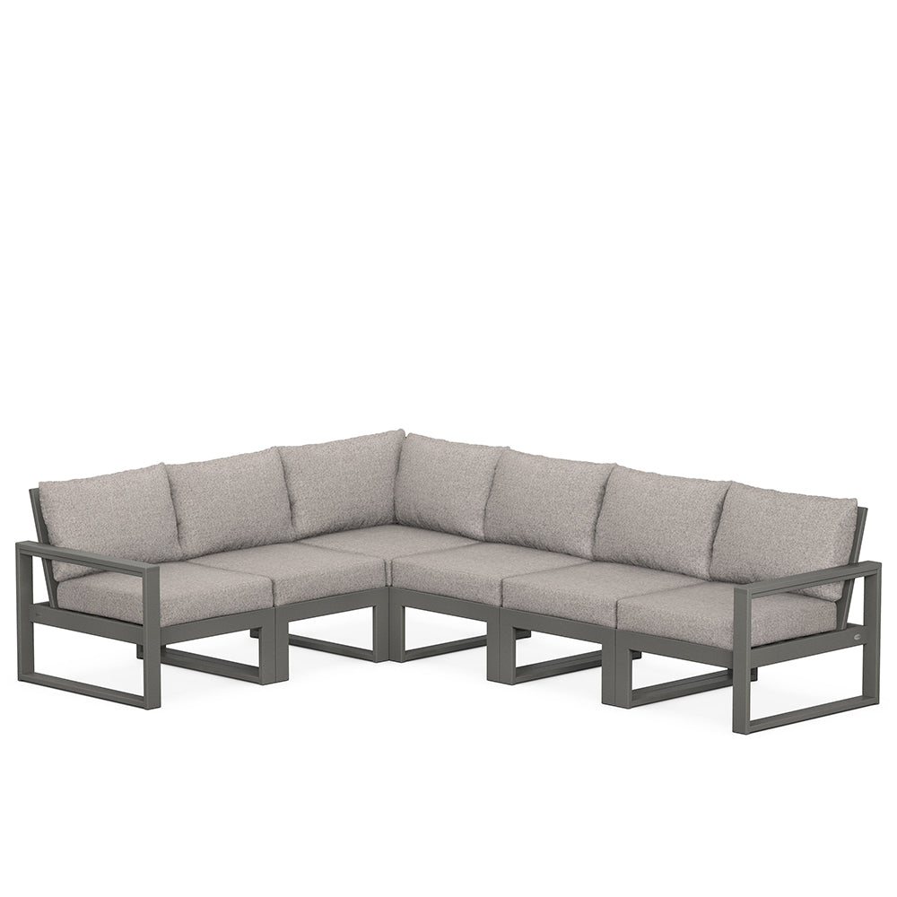 Edge 6 Piece Sectional Set Grey Frame Weathered Tweed Cushion, image 43