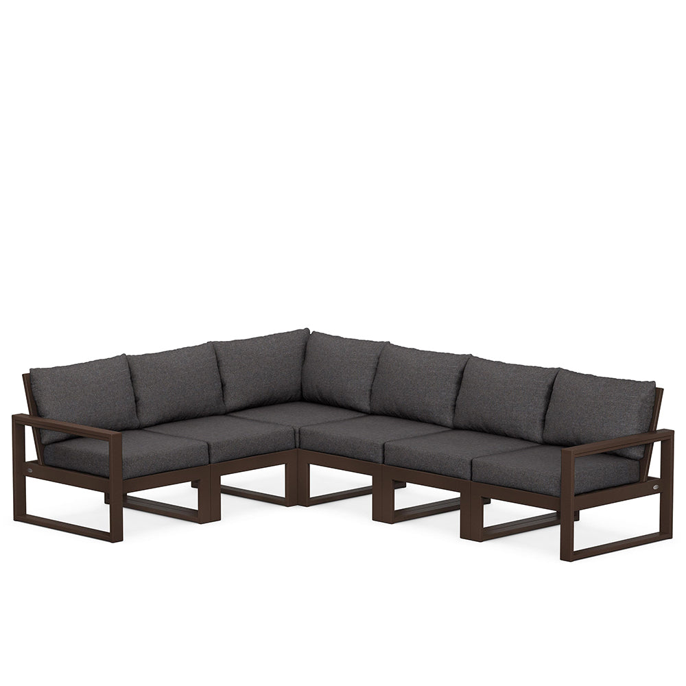 Edge 6 Piece Sectional Set Mahogany Frame Ash Charcoal Cushion, image 44