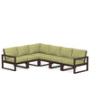 Edge 6 Piece Sectional Set Mahogany Frame Charteuse Boucle Cushion