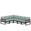 Edge 6 Piece Sectional Set Mahogany Frame Glacier Spa Cushion