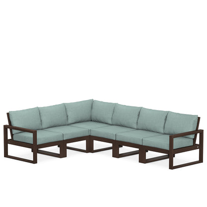 
                  Edge 6 Piece Sectional Set Mahogany Frame Glacier Spa Cushion - Image 49
                