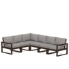 Edge 6 Piece Sectional Set Mahogany Frame Grey Mist Cushion