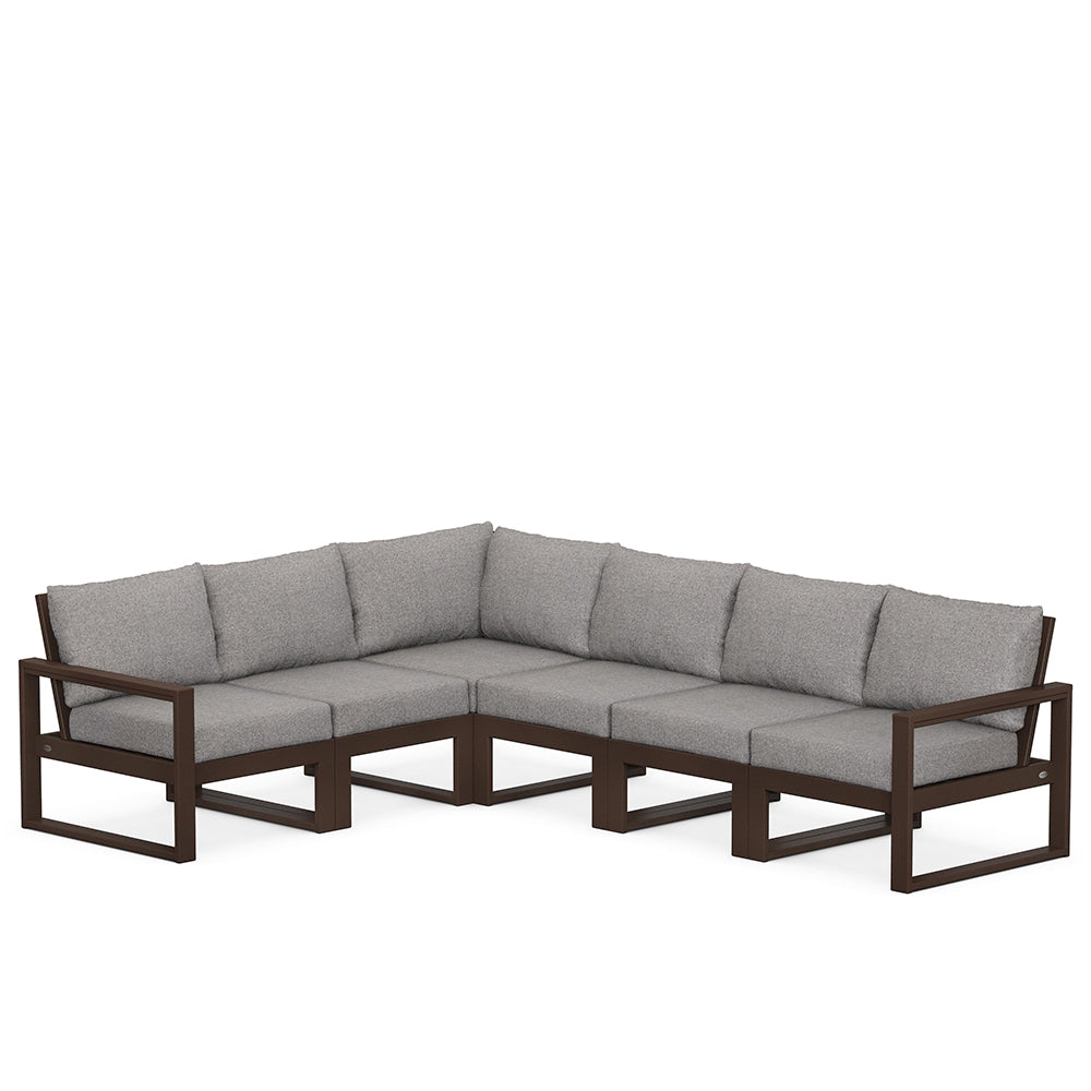 Edge 6 Piece Sectional Set Mahogany Frame Grey Mist Cushion, image 48