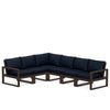 Edge 6 Piece Sectional Set Mahogany Frame Marine Indigo Cushion