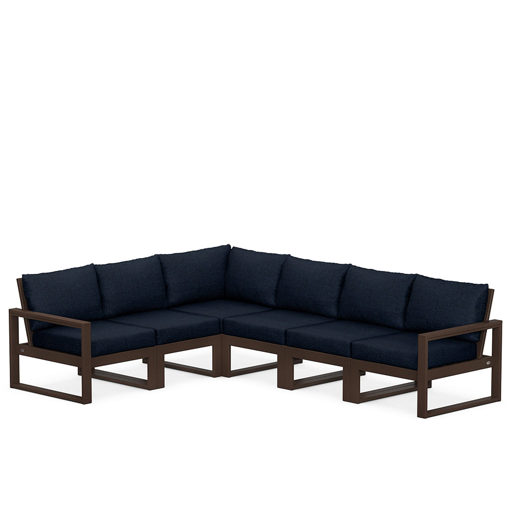 Edge 6 Piece Sectional Set Mahogany Frame Marine Indigo Cushion, image 50