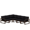 Edge 6 Piece Sectional Set Mahogany Frame Midnight Linen Cushion