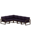 Edge 6 Piece Sectional Set Mahogany Frame Navy Linen Cushion