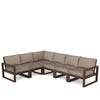 Edge 6 Piece Sectional Set Mahogany Frame Spiced Burlap Cushion