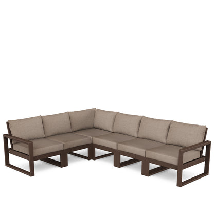 
                  Edge 6 Piece Sectional Set Mahogany Frame Spiced Burlap Cushion - Image 56
                