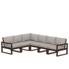 Edge 6 Piece Sectional Set Mahogany Frame Weathered Tweed Cushion