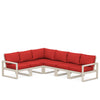 Edge 6 Piece Sectional Set Sand Frame Crimson Linen Cushion