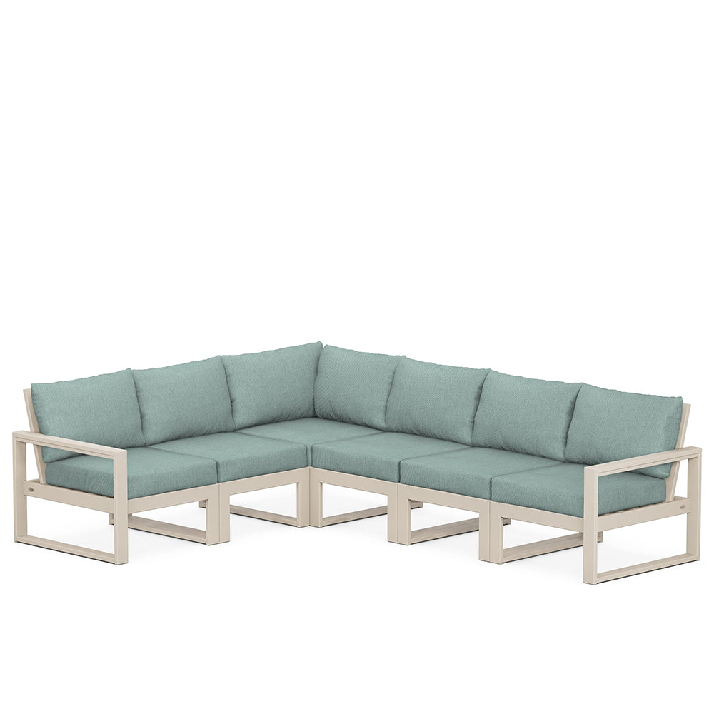 Edge 6 Piece Sectional Set Sand Frame Glacier Spa Cushion, image 63