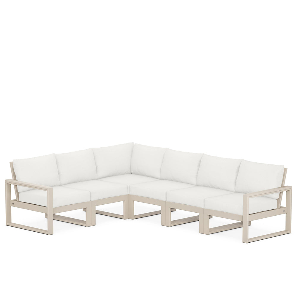 Edge 6 Piece Sectional Set Sand Frame Natural Linen Cushion