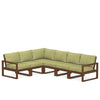 Edge 6 Piece Sectional Set Teak Frame Charteuse Boucle Cushion