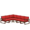 Edge 6 Piece Sectional Set Teak Frame Crimson Linen Cushion