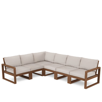 
                  Edge 6 Piece Sectional Set Teak Frame Dune Burlap Cushion - Image 74
                