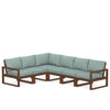 Edge 6 Piece Sectional Set Teak Frame Glacier Spa Cushion