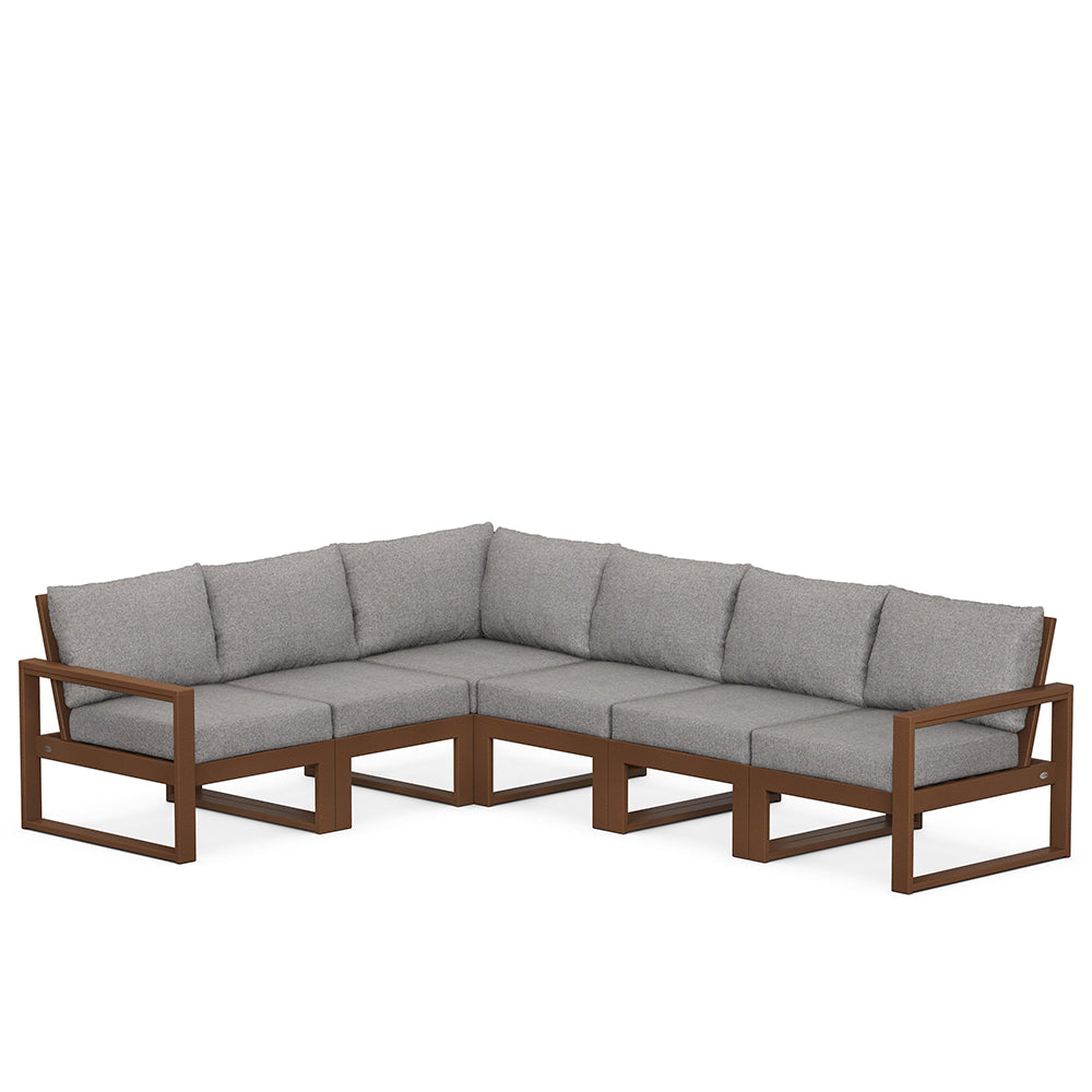 Edge 6 Piece Sectional Set Teak Frame Grey Mist Cushion, image 75