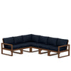 Edge 6 Piece Sectional Set Teak Frame Marine Indigo Cushion