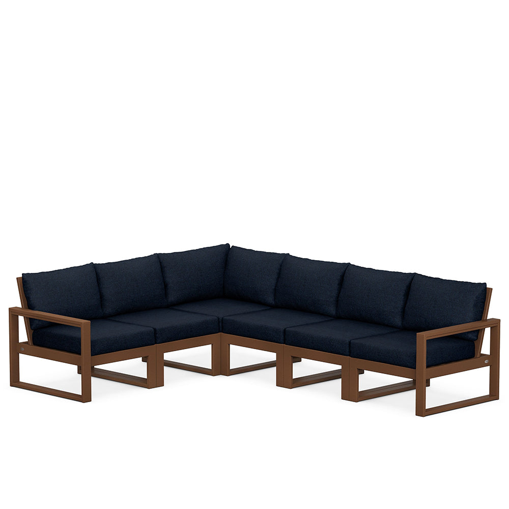 Edge 6 Piece Sectional Set Teak Frame Marine Indigo Cushion, image 77