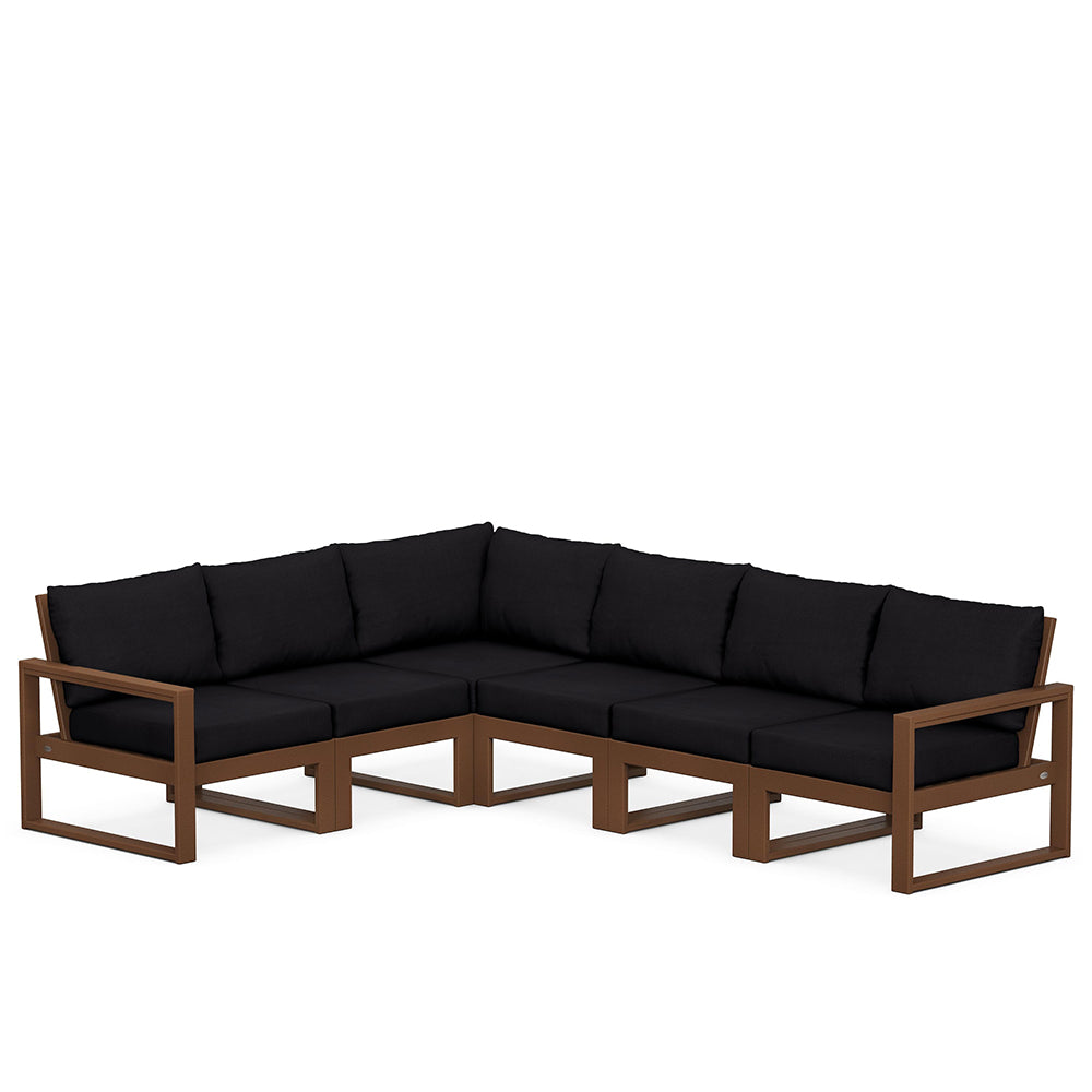 Edge 6 Piece Sectional Set Teak Frame Midnight Linen Cushion, image 78